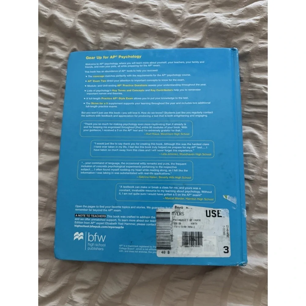 Myer's Psychology for the AP COURSE - 3rd Edition Hardback book